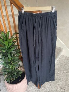 Abercrombie & Fitch Black Linen Drawstring Jogger Pants Small
